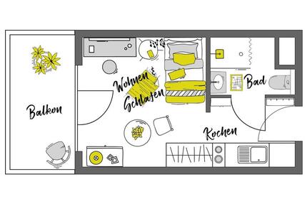 Möblierte Wohnung - Typ: Komfort mit Balkon - NUR für eine Person! - Berlin Neukölln