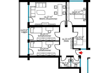 Große 4-Zi-Whg in Rüsselsheim LuftWärmepumpe ! - Rüsselsheim am Main
