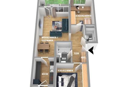 Kernsanierte – helle 3-Raum-EG-Wohnung mit Garten & TG - Chemnitz Grüna