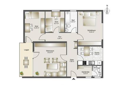 4 Zimmer Wohnung - 2.660,00&nbsp;EUR Kaltmiete, ca.&nbsp; 100,00&nbsp;m&sup2; in Dachau (PLZ: 85221)