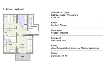 Neubau-Dachgeschosswohnung mit Garage und Stellplatz in Mauerstet - Mauerstetten