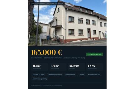 Einfamilienhaus mit kleinem Hof und Garage, Provisionsfrei - Selters (Taunus)