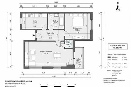 Gut geschnittene 2-Zimmer-Wohnung mit Balkon - Augsburg Lechhausen