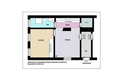 Mietwohnung - 460,00&nbsp;EUR Kaltmiete, ca.&nbsp; 36,00&nbsp;m&sup2; in Dieblich (PLZ: 56332)