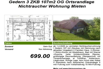 Gedern 3 ZKB 107m2 OG Ortsrandlage Nichtraucher Wohnung Mieten