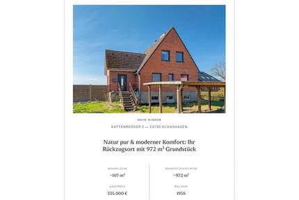 Einfamilienhaus zu verkaufen - 335.000,00&nbsp;EUR Kaufpreis, ca.&nbsp; 107,00&nbsp;m&sup2; in Neustadt in Holstein (PLZ: 23730)