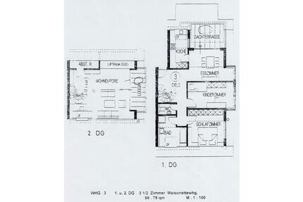Maisonette 3,5 Zi. mit EBK, Dachterrasse und Loggia, Einzelgarage - Aalen Dewangen