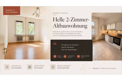 Sonnige 2-Zimmer-Eigentumswohnung im Altbau, 3. OG, ca. 66 m2, Keller & Dachboden - Nürnberg Steinbühl
