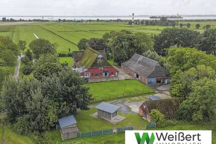 Charmantes Reetdach-Anwesen nahe der Elbe - Wohnen, Ferienvermietung & Pferdehaltung auf 10.480 m² Grdst. - Wewelsfleth