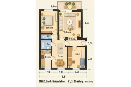Gut geschnittene 3,5-Raum-Wohnung mit Balkon in Unteraichen - Leinfelden-Echterdingen