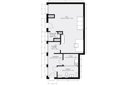 Bürofläche Wohnfläche 1-ZKB im Zentrum von Kassel zu vermieten