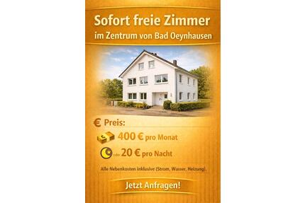 Unterkunft im Zentrum von Bad Oeynhausen – Zimmer frei