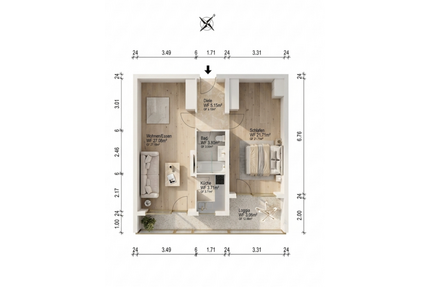 Wohnung zum Kaufen in Hattersheim 175.000,00 € 66.65 m²