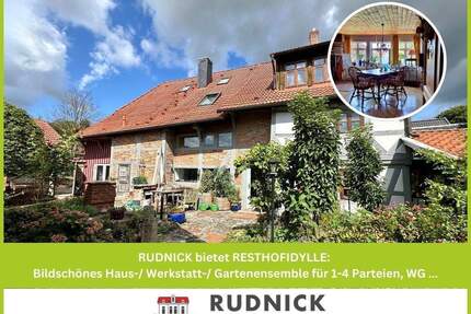 RUDNICK bietet RESTHOFIDYLL: Bildschönes Haus- Werkstatt- Gartenensemble für 1-4 Parteien, WG ... - Equord