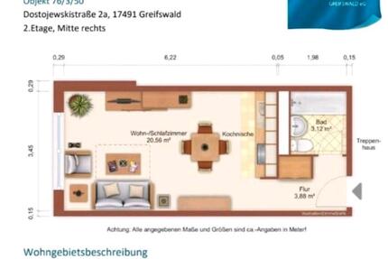 Nachmieter - 310,00&nbsp;EUR Kaltmiete, ca.&nbsp; 28,00&nbsp;m&sup2; in Greifswald (PLZ: 17493) Eldena