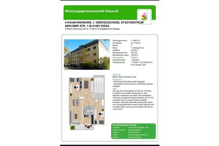 Wohnung zu vermieten - 723,00&nbsp;EUR Kaltmiete, ca.&nbsp; 77,00&nbsp;m&sup2; in Riesa (PLZ: 01587) Neuweida