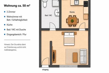 2-Zimmer-Wohnung zu vermieten – ca. 50 m², Küche, BadWC – zentra - Köngen