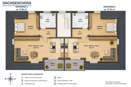 Moderne 2-Zimmer-Neubauwohnung mit Balkon | KfW-55 | Erstbezug - Ottersberg