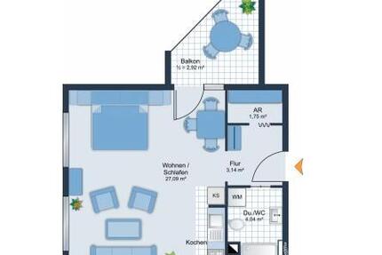 Jockgrim ETW 40 qm 1,5 Zimmer mit Balkon in Jockgrim