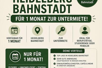 Stelle Wohnung für ein Monat zur Verfügung, inkl. Stellplatz - Heidelberg Bahnstadt