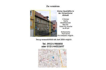 Vermietung Ochsenfurt - 950,00&nbsp;EUR Kaltmiete, ca.&nbsp; 80,00&nbsp;m&sup2; in Frickenhausen am Main (PLZ: 97252)