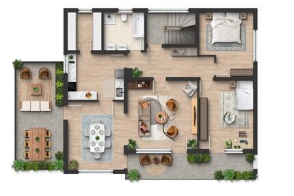 Moderne 3-Zimmer-Wohnung mit großem Südbalkon & Süd-West-Terrasse - Hutthurm