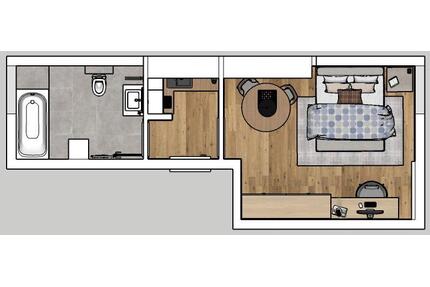 Komplett sanierte und vermietete 1-Zimmer-Dachgeschosswohnung - Stuttgart Mühlhausen