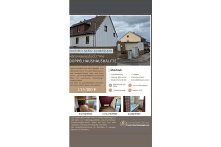 Haus zum Verkauf - 115.000,00&nbsp;EUR Kaufpreis, ca.&nbsp; 120,00&nbsp;m&sup2; in Zweibrücken (PLZ: 66482)