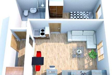 helle 2-Raum-Wohnung mit Einbauküche und Tiefgaragenstellplatz, unbefristet vermietet - Waldheim