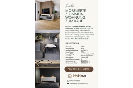 Möbelierte 3 Zimmer Wohnung kernsaniert + vermietet! - Köln Porz