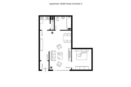 EG-Wohnung, 45 qm, in 46485 Wesel sofort zu vermieten