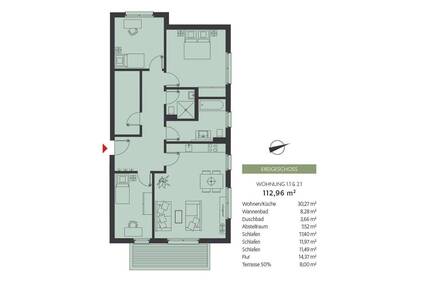 4 Zimmer Wohnung im EG mit Terrasse und Garten - Barrierefrei- im Bergquartier Bentwisch