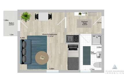 Wohnung zum Kaufen in Zweibrücken 56.000,00 € 33 m²