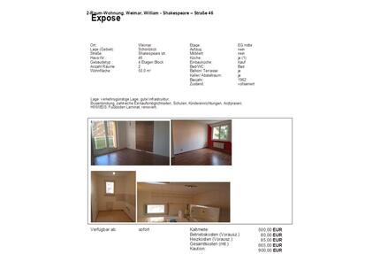 Schöne 2-Zimmer Wohnung in ruhiger Lage - Weimar Ehringsdorf