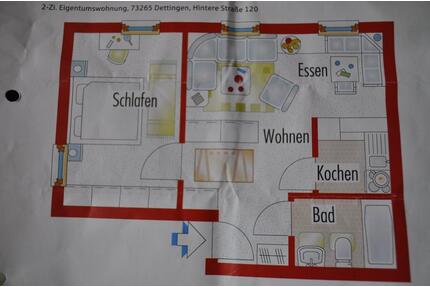 2 Zimmer Eigentumswohnung - 195.000,00&nbsp;EUR Kaufpreis, ca.&nbsp; 40,00&nbsp;m&sup2; in Dettingen unter Teck (PLZ: 73265)