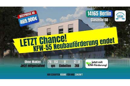 ++DAUERNIEDRIGPREIS++ ZINS-MIET-ENERGIESPAREND 3 ZKB mit KfW 100.000€-Darlehen - Berlin Zehlendorf