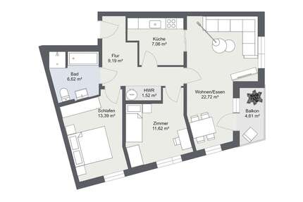 Wohnung zum Mieten in Neubrandenburg 437,28 € 72.88 m²