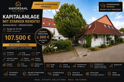 Bungalow als Kapitalanlage: 5.5% Rendite Top Lage - Osnabrück Nahne