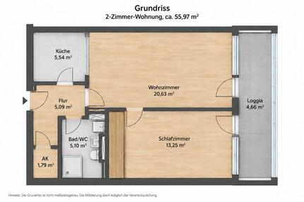 2-Zimmer-Wohnung in Augsburg-Hochzoll – renoviert mit Loggia