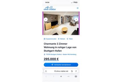 Verkaufe! Charmant 3Zimmer Wohnung in ruhiger Lage von St. Hofen - Stuttgart Mühlhausen
