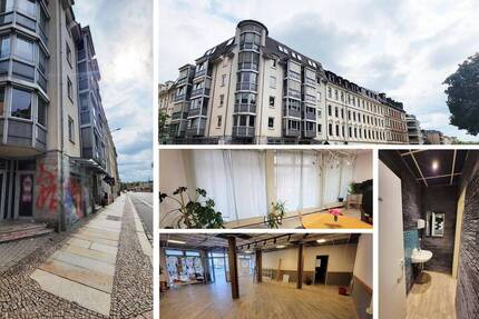 3 Gewerbe-Teilflächen - Büro- & Gastronomie, gr. Schaufenster, Lift, Keller, Duplex-TG-SP mögl. - Leipzig Connewitz