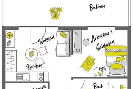 Möblierte Wohnung - Typ Penthouse mit Dachterrasse im Urban Living Tempelhof - Berlin Neukölln