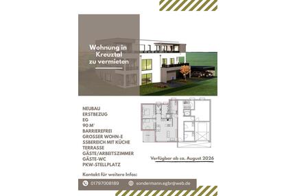 Erdgeschoss Wohnung in Neubau - 1.330,00&nbsp;EUR Kaltmiete, ca.&nbsp; 90,00&nbsp;m&sup2; in Kreuztal (PLZ: 57223)