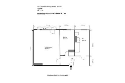 1 Zimmer Wohnung in Freiberg - 259,00&nbsp;EUR Kaltmiete, ca.&nbsp; 31,00&nbsp;m&sup2; in Freiberg (PLZ: 09599)