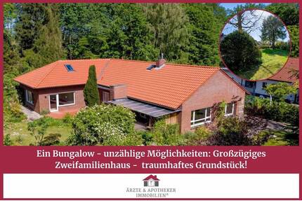 Ein Bungalow - unzählige Möglichkeiten: Großzügiges Zweifamilienhaus - traumhaftes Grundstück! - Lübeck St. Jürgen