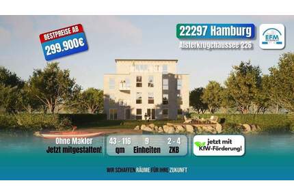 ++VORGEMERKT++ NEUBAU 3 ZKB MIET-ENERGIESPAREND eigenen Garten, Alsterzugang & große Terrasse - Hamburg Alsterdorf