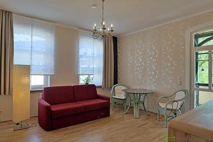 (EF0672_M) Jena: Lichtenhain, geniale 2-Zimmer-Wohnung, vollmöbliert, überdachte Terrasse, Wohnküche, Service inklusive