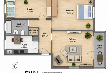 Wohnung zum Mieten in Wittmund 470,00 € 53.67 m²