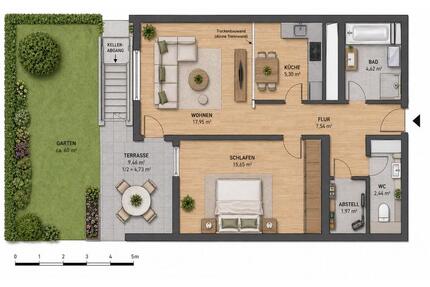 2.5 Zimmer Erdgeschosswohnung mit eigenem Gartenanteil - Erbach