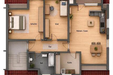 Helle 3-Zimmer-Dachgeschosswohnungot Balkon in Hessdorf - Heßdorf